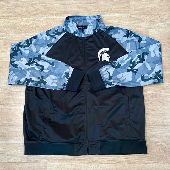 Michigan State Spartans Track Jacket Men’s 4XLT (TALL) Black & Camo Full Zip MSU - Picture 4 of 8